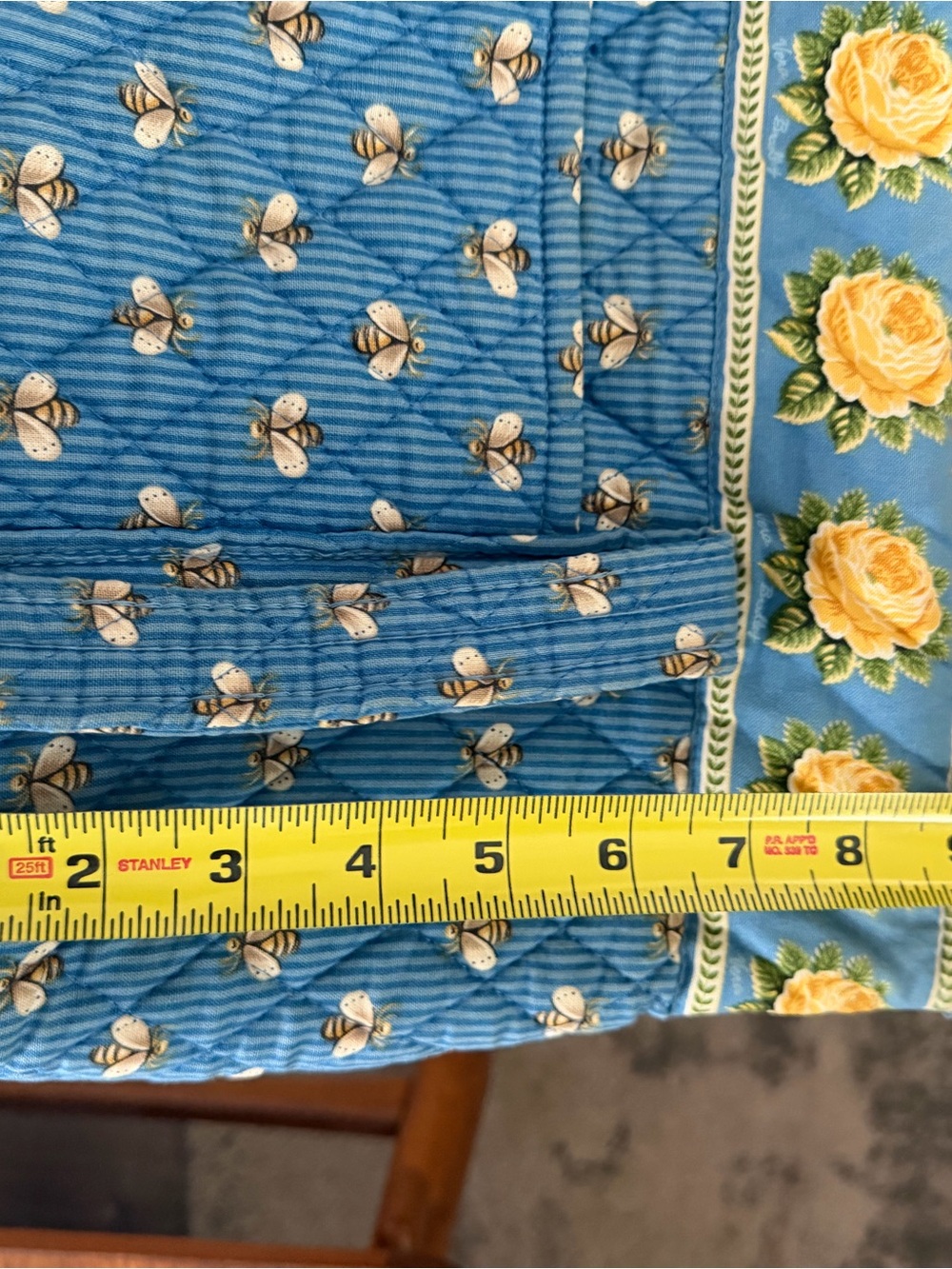 Vera Bradley Blue Quilted Tote with Yellow Rose Trim - Picture 15 of 16